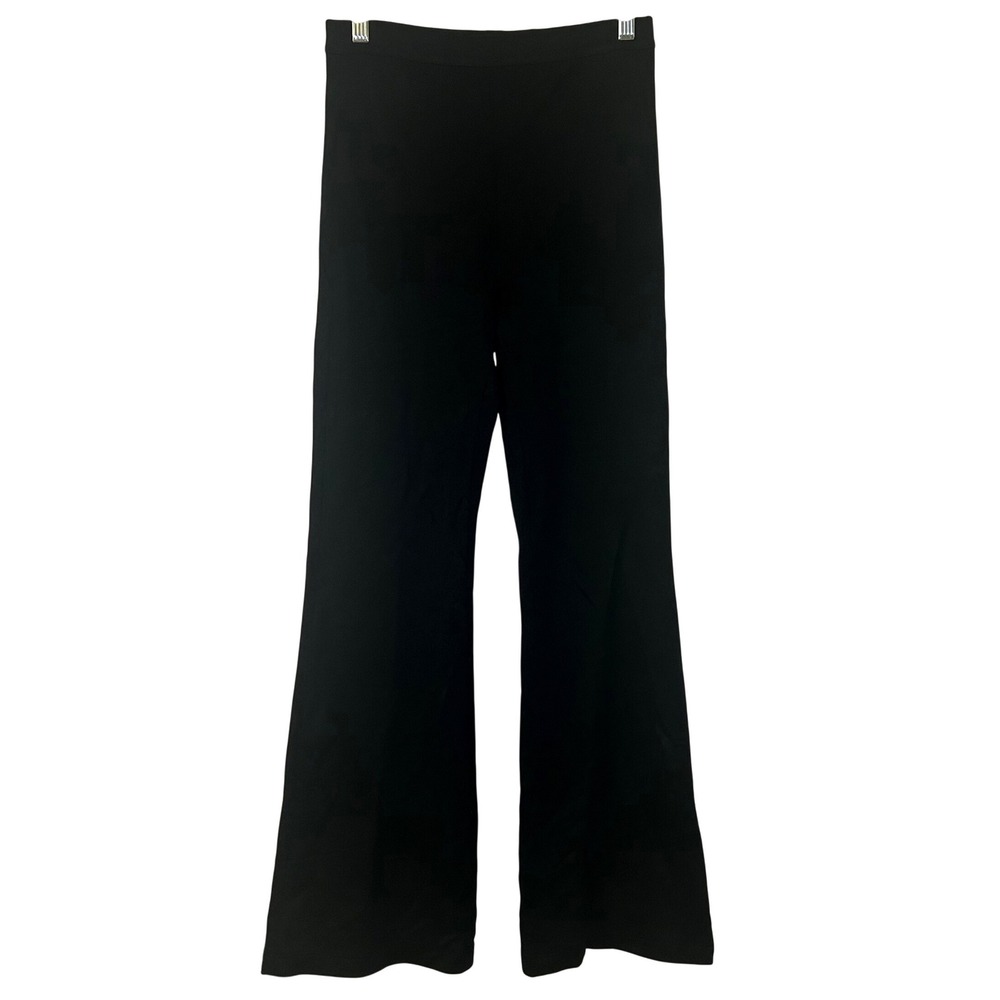 The Kooples Black Knit Flare Trousers High Waist Wide Leg Pants Size 1 capsule